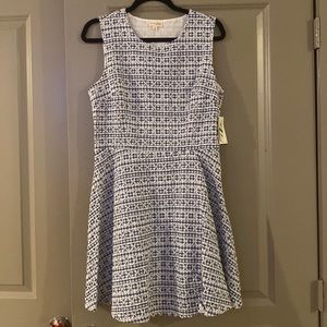 Maison Jules Gingham-Print Eyelet Fit & Flare Dress size Large